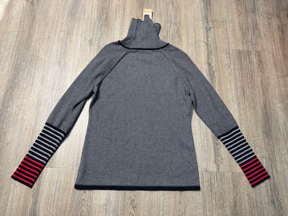 Krimson Klover Women's Black & Grey Striped Turtleneck Sweater